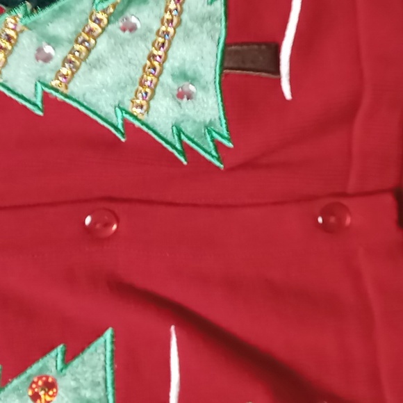 Classic Elements Red Full Button Cardigan w Christmas Tree Embellishments XL NWT - Picture 5 of 5